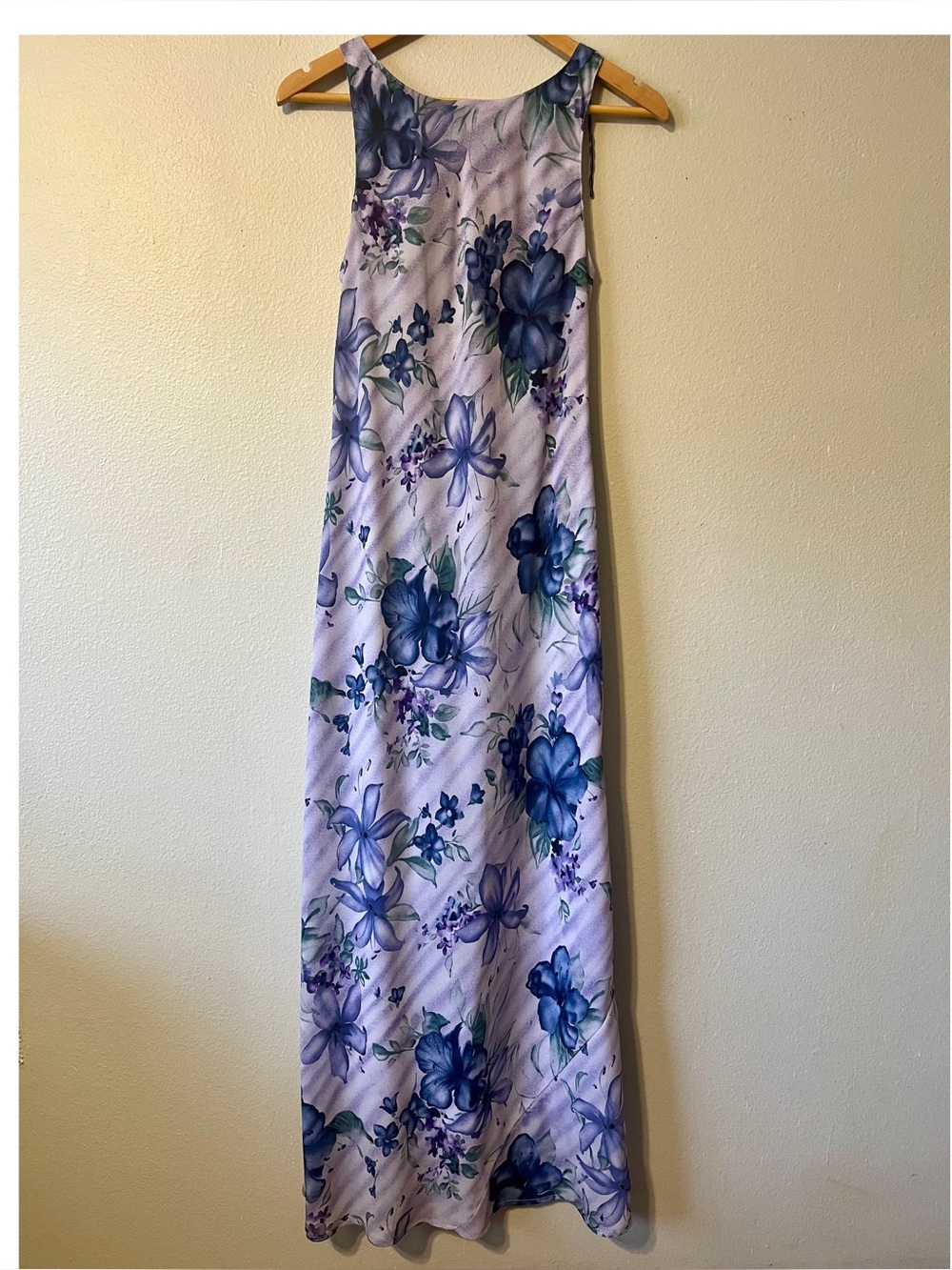 Vintage 90s “Tickets” blue & purple floral maxi dress cottagecore boho fairy
